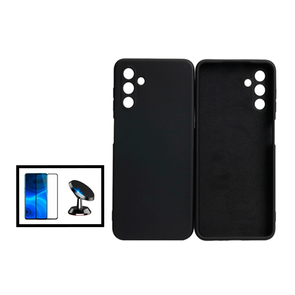 Kit Película de Vidro Temperado GorilasGlass + Capa Proteção Traseira Silicone + Suporte Magnético para Samsung Galaxy A13 5G - Preto