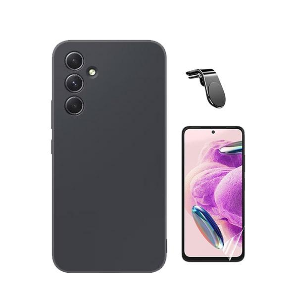 Kit Película Protectora de Hydrogel Frente + Capa Proteção Traseira Silicone + Suporte de Carro Magnético L GIFT4ME para Samsung Galaxy A35 5G - Preto