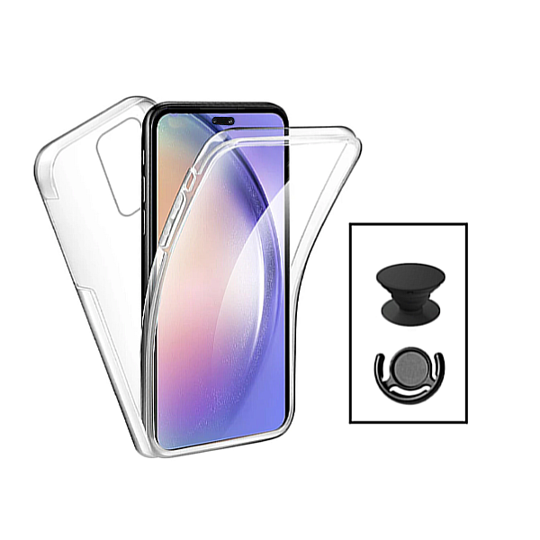Kit Capa 360° Proteção Frente e Verso + 1 HandHolder + 1 Suporte HandHolder Preto para Xiaomi 13 Lite - Transparente/Preto