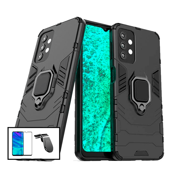Kit Película de Vidro Temperado GorilasGlass + Capa de Proteção Militar Magnética + Suporte de Carro Magnético L para Samsung Galaxy A52