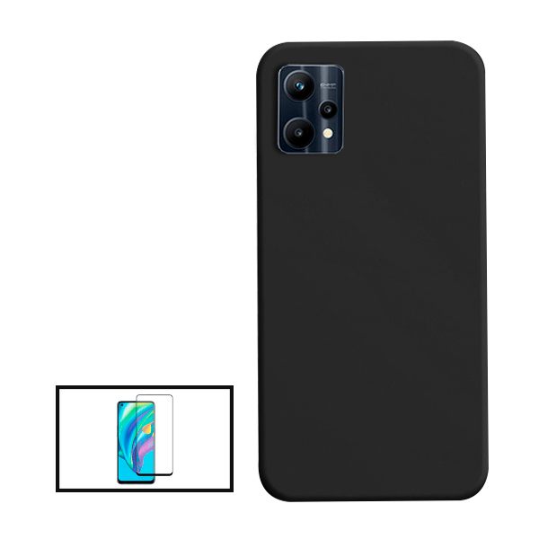 Kit Película de Vidro Temperado GorilasGlass + Capa Proteção Traseira Silicone para Realme 9 Pro+ Plus - Preto