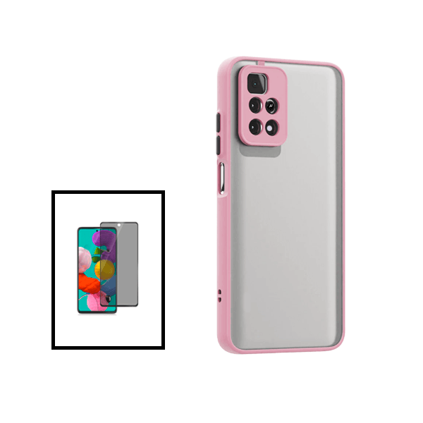 Kit Capa Traseira Proteção Camara + Película de Vidro Temperado Privacidade para Xiaomi Poco X4 Pro 5G - Rosa