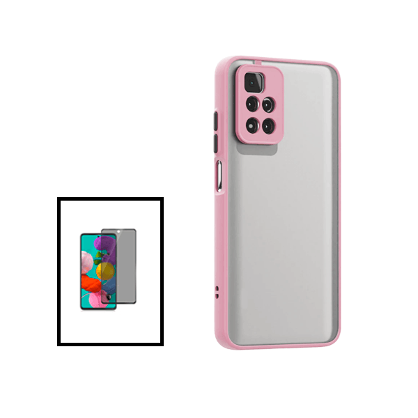 Kit Capa Traseira Proteção Camara + Película de Vidro Temperado Privacidade para Xiaomi 11i HyperCharge - Rosa