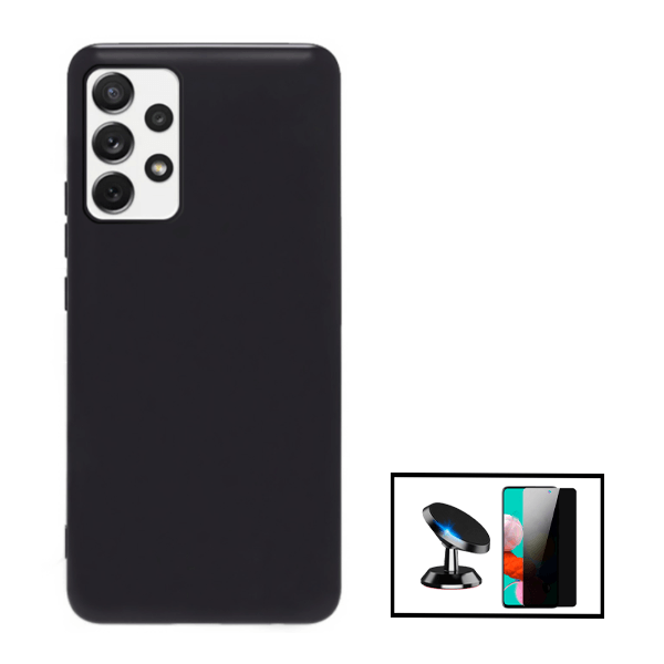 Kit Película de Vidro Temperado Privacidade + Capa Proteção Traseira Silicone + Suporte Magnético para Samsung Galaxy A52