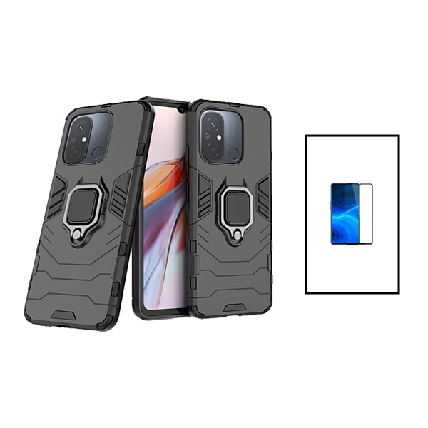 Kit Película de Vidro Temperado GorilasGlass + Capa de Proteção Militar Magnética para Xiaomi Redmi 12C - Preto