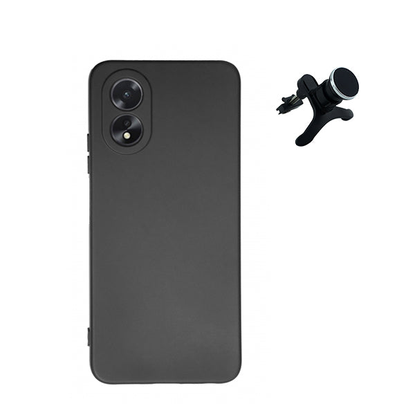 Kit Suporte Magnético Com Pernas + Capa Proteção Traseira Silicone Phonecare para Oppo A38 4G - Preto