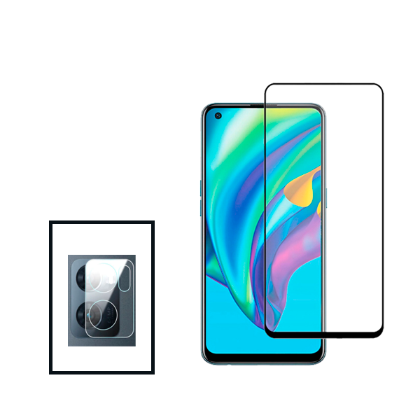 Kit Película Protectora para Câmara Traseira + Película de Vidro Temperado GorilasGlass para Oppo A96 - Transparente/Preto
