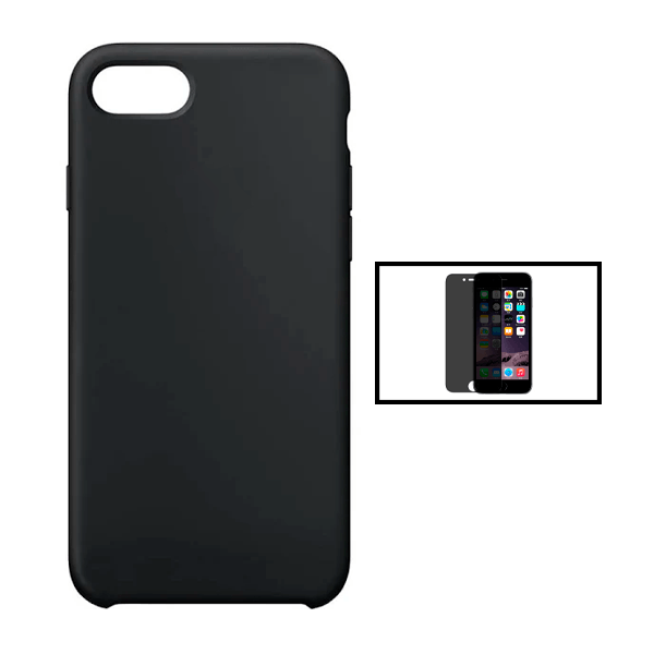 Kit Película de Vidro Temperado Privacidade + Capa Proteção Traseira Silicone para Apple iPhone SE 2022 - Preto
