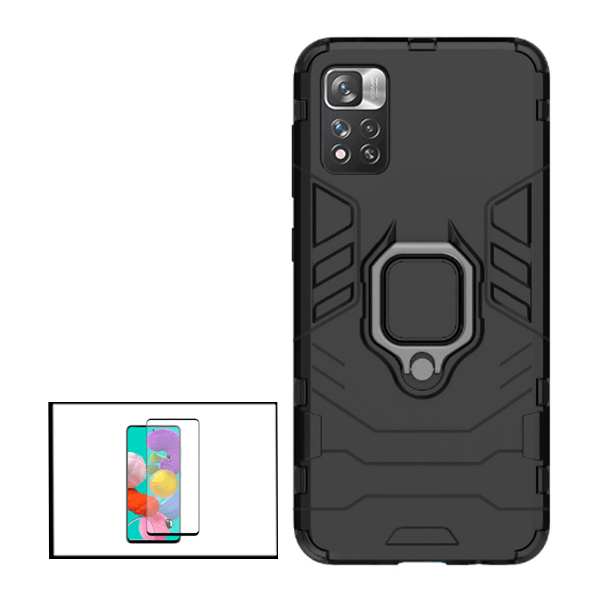 Kit Película de Vidro Temperado GorilasGlass + Capa de Proteção Militar Magnética para Xiaomi Redmi Note 11 Pro 5G - Preto