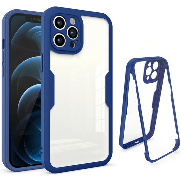 Capa 360° Proteção Frente e Verso para iPhone 13 Pro - Azul Escuro