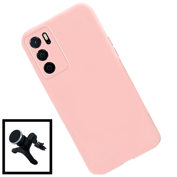 Kit Película de Vidro Temperado GorilasGlass + Capa Proteção Traseira Silicone + Suporte Magnético Com Pernas para Oppo A54s - Rosa