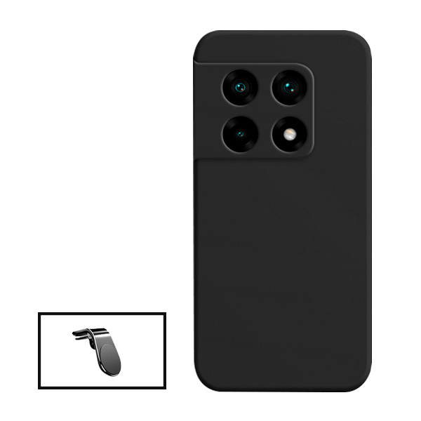 Kit Suporte de Carro Magnético L + Capa Proteção Traseira Silicone para OnePlus 10 Pro - Preto
