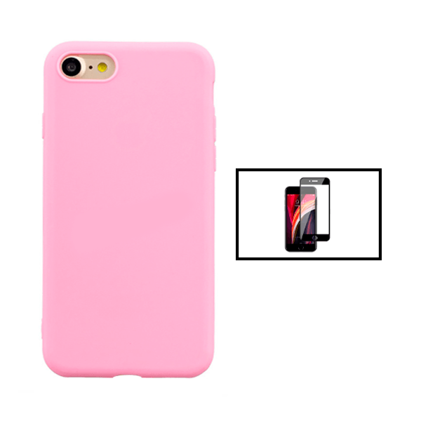 Kit Película de Vidro Temperado GorilasGlass + Capa Proteção Traseira Silicone para Apple iPhone SE 2022 - Rosa