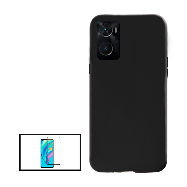 Kit Película de Vidro Temperado GorilasGlass + Capa Proteção Traseira Silicone para Oppo K10 - Preto