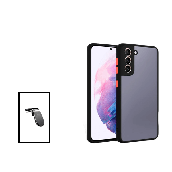 Kit Capa Traseira Proteção Camara + Suporte de Carro Magnético L para Samsung Galaxy S22+ Plus 5G - Preto