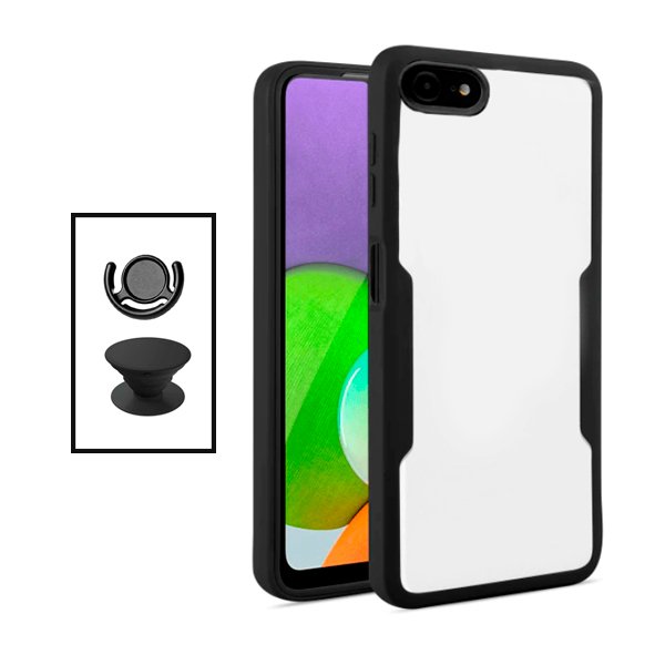 Kit Capa 360° Proteção Frente e Verso + 1 HandHolder + 1 Suporte HandHolder Preto para Apple iPhone 7 - Preto