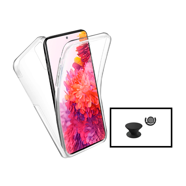Kit Capa 360° Proteção Frente e Verso + 1 HandHolder + 1 Suporte HandHolder Preto para Xiaomi Poco X4 NFC - Transparente/Preto