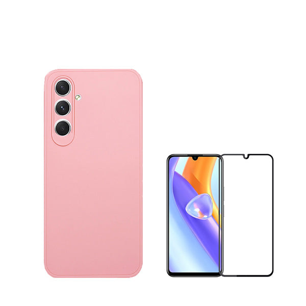 Kit Película de Vidro Temperado GorilasGlass + Capa Proteção Traseira Silicone Phonecare para Samsung Galaxy A25 5G - Rosa