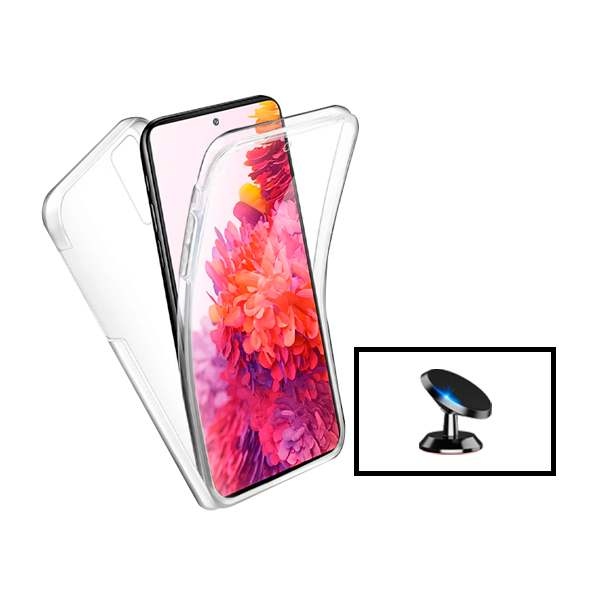 Kit Capa 360° Proteção Frente e Verso + Suporte Magnético para Xiaomi Poco X4 NFC - Transparente/Branco
