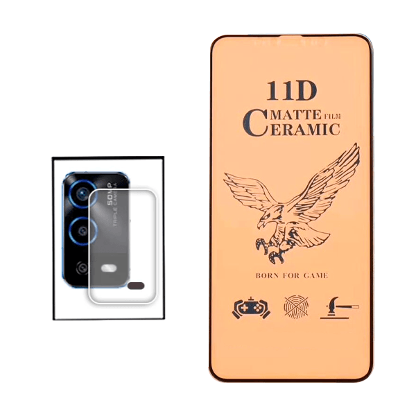 KIT Vidro Temperado Ceramica Full Cover + Película Protectora para Câmara Traseira para Oppo A55