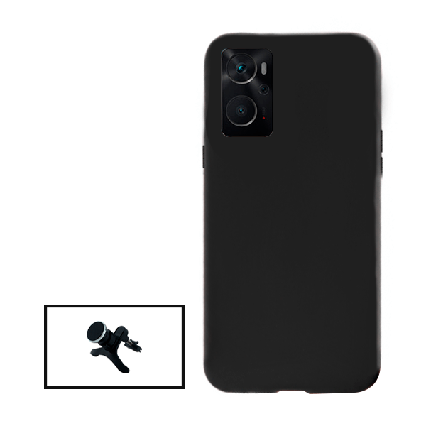 Kit Suporte Magnético Com Pernas + Capa Proteção Traseira Silicone para Oppo A36 - Preto