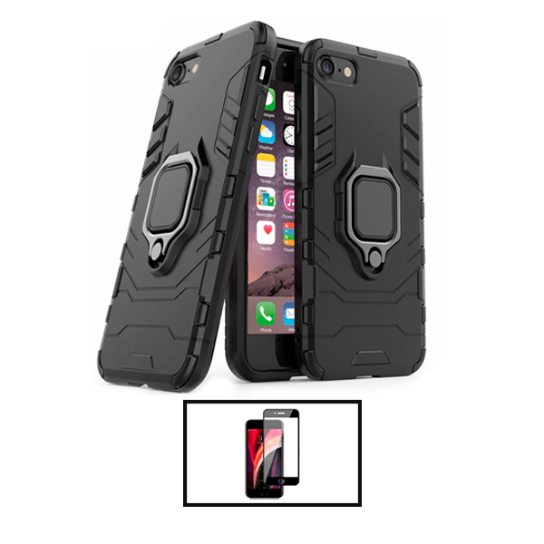 Kit Película de Vidro Temperado GorilasGlass + Capa de Proteção Militar Magnética para Apple iPhone SE 2022 - Preto