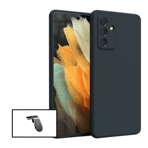 Kit Suporte de Carro Magnético L + Capa Proteção Traseira Silicone para Samsung Galaxy M52 5G
