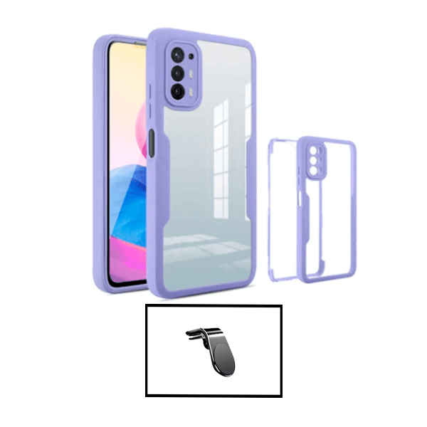 Kit Capa 360° Proteção Frente e Verso + Suporte Magnético L para Oppo A94 5G - Lilás