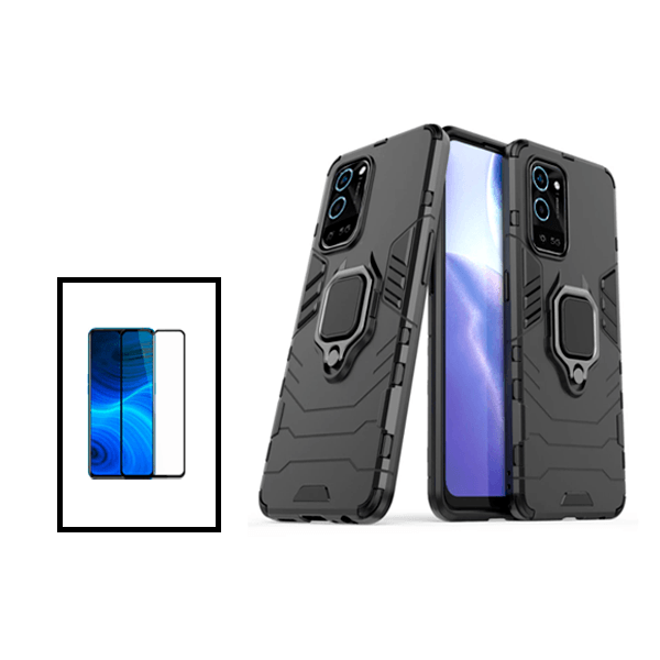 Kit Película de Vidro Temperado GorilasGlass + Capa de Proteção Militar Magnética para Oppo A56 5G - Preto
