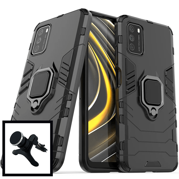 Kit Suporte Magnético Com Pernas + Capa de Proteção Militar Magnética para Xiaomi Poco M3