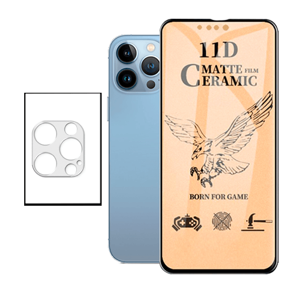 KIT Vidro Temperado Ceramica Full Cover + Película Protectora para Câmara Traseira iPhone 13