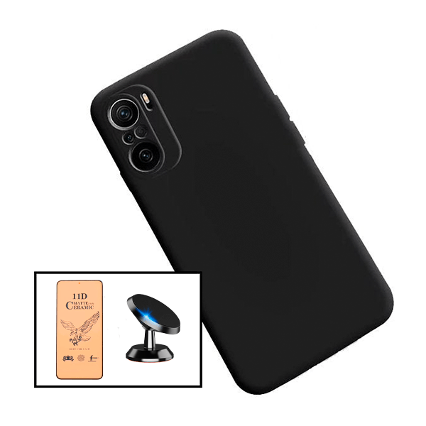 Kit Vidro Temperado Ceramica Full Cover + Capa Proteção Traseira Silicone + Suporte Magnético para Xiaomi Redmi Note 10 Pro