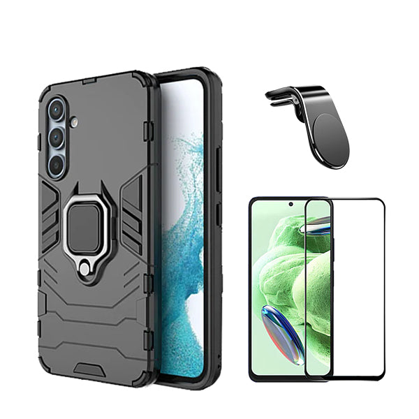 Kit Película de Vidro Temperado GorilasGlass + Capa de Proteção Militar Magnética + Suporte de Carro Magnético L Phonecare para Samsung Galaxy S23 FE - Preto