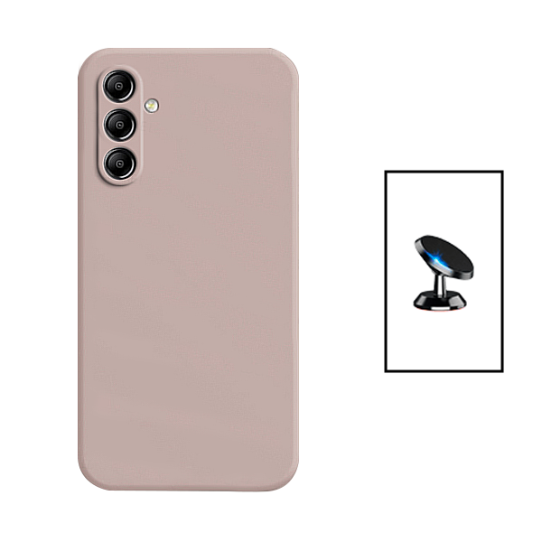 Kit Suporte Magnético + Capa Proteção Traseira Silicone para Samsung Galaxy A24 4G - Rosa