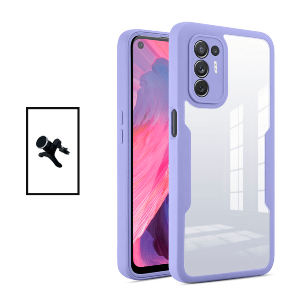 Kit Capa 360° Proteção Frente e Verso + Suporte Magnético Com Pernas para Oppo Reno5 Z - Roxo