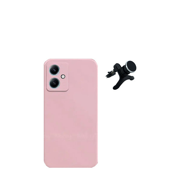 Kit Suporte Magnético Com Pernas + Capa Proteção Traseira Silicone GIFT4ME para Xiaomi Redmi 13C 5G - Rosa