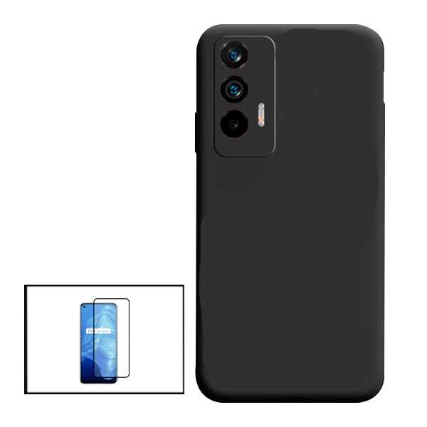 Kit Película de Vidro Temperado GorilasGlass + Capa Proteção Traseira Silicone para Realme Q3 Pro 5G