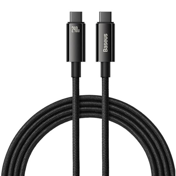 Cabo Nylon Premium 240W FastCharge Tungstênio 2m PD USB-C Baseus Preto