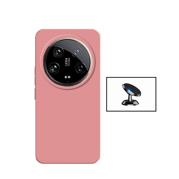 Kit Suporte Magnético + Capa Proteção Traseira Silicone GIFT4ME para Xiaomi 14 Ultra - Rosa