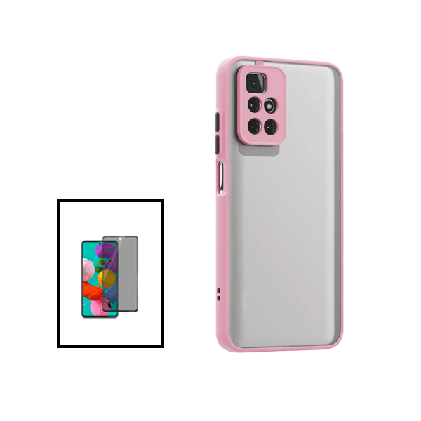 Kit Capa Traseira Proteção Camara + Película de Vidro Temperado Privacidade para Xiaomi Redmi Note 11T 5G - Rosa