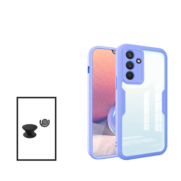 Kit Capa 360° Proteção Frente e Verso + 1 HandHolder + 1 Suporte HandHolder Preto para Samsung Galaxy M52 5G - Roxo