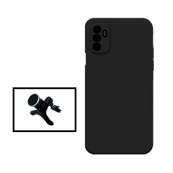 Kit Suporte Magnético Com Pernas + Capa Proteção Traseira Silicone para Oppo A11s - Preto