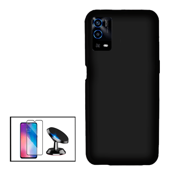 Kit Película de Vidro Temperado GorilasGlass + Capa Proteção Traseira Silicone + Suporte Magnético para Oppo A55