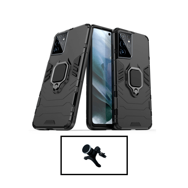 Kit Suporte Magnético Com Pernas + Capa de Proteção Militar Magnética para Samsung Galaxy S22 Ultra 5G 5G