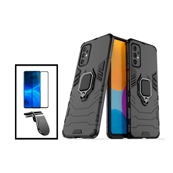 Kit Película de Vidro Temperado GorilasGlass + Capa de Proteção Militar Magnética + Suporte de Carro Magnético L para Samsung Galaxy A33 5G - Preto