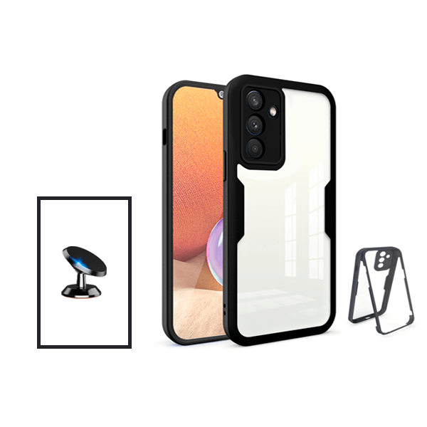 Kit Capa 360° Proteção Frente e Verso + Suporte Magnético para Samsung Galaxy M52 5G Pro - Preto