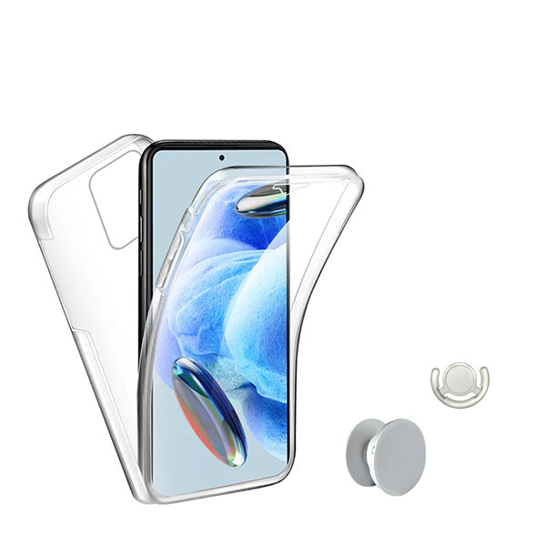 Kit Capa 360° Proteção Frente e Verso + 1 HandHolder + 1 Suporte HandHolder Branco GIFT4ME para Xiaomi Redmi 13C - Transparente/Branco
