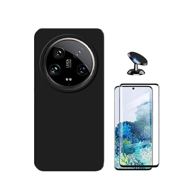 Kit Película de Vidro Temperado GOrilasGlass Curvado + Capa Proteção Traseira Silicone + Suporte Magnético GIFT4ME para Xiaomi 14 Ultra - Preto