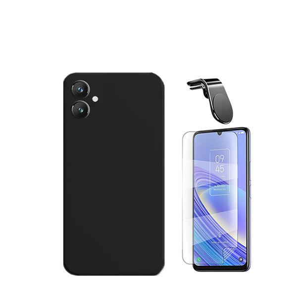Kit Película Protectora de Hydrogel Frente + Capa Proteção Traseira Silicone + Suporte de Carro Magnético L Phonecare para Samsung Galaxy A05 - Preto