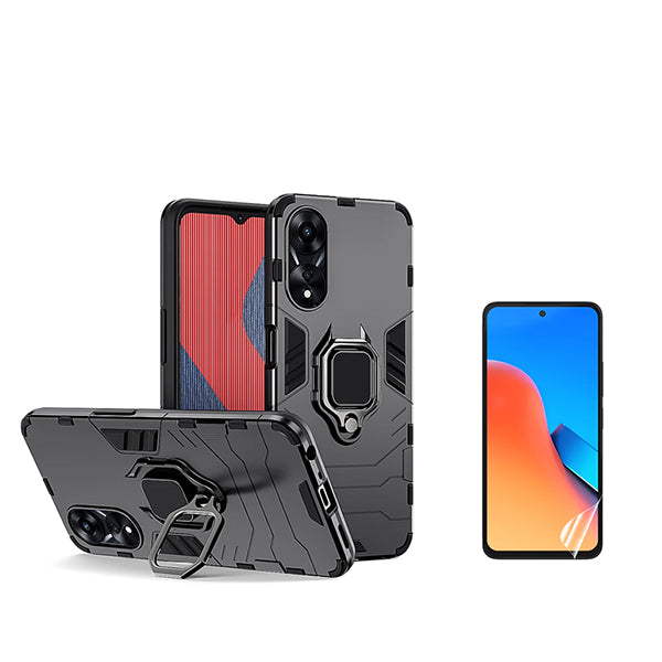 Kit Película Protectora de Hydrogel Frente + Capa de Proteção Militar Magnética Phonecare para Oppo A58 4G - Preto
